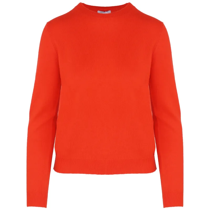Malo Woman Crew Neck Cashmere Brick Sweaters Orange made by Malo