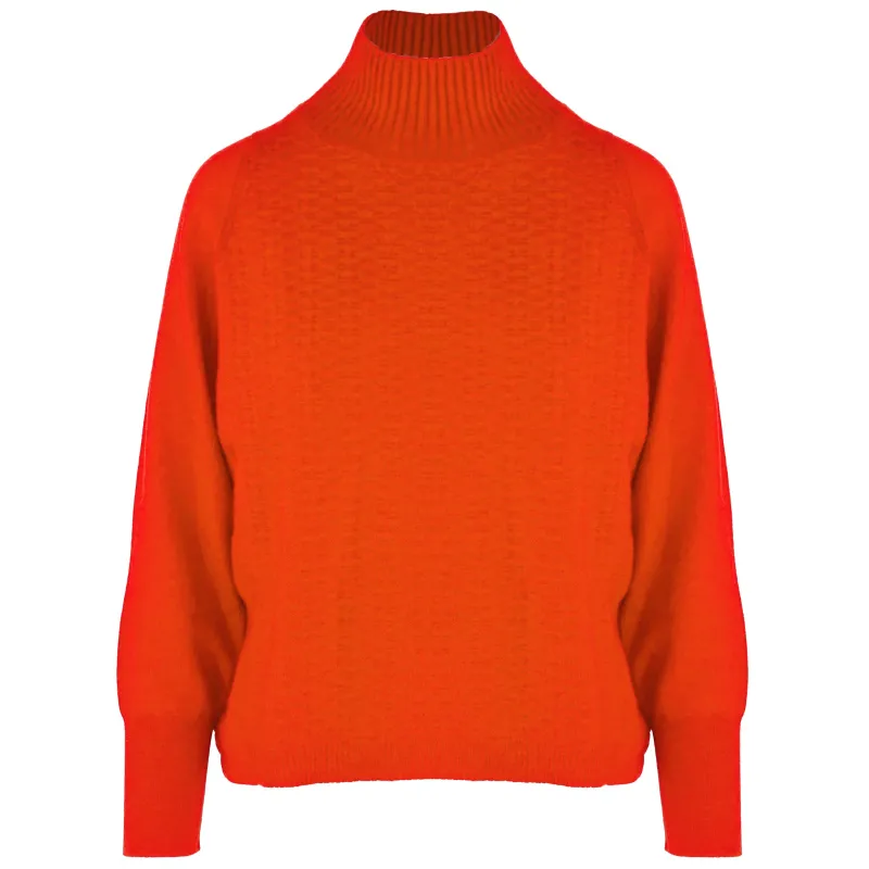 Malo Woman High Neck Cashmere Brick Sweaters Orange made by Malo