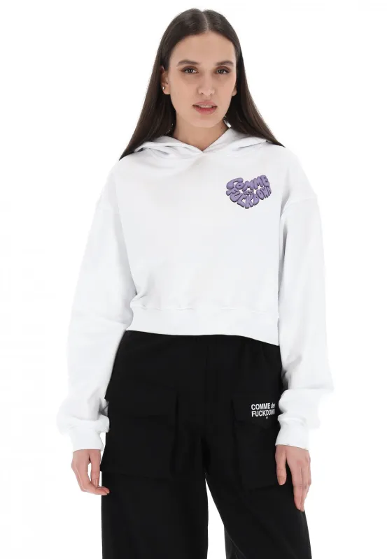 Comme Des Fuckdown Woman Sweatshirt Short White made by Siebentaschen