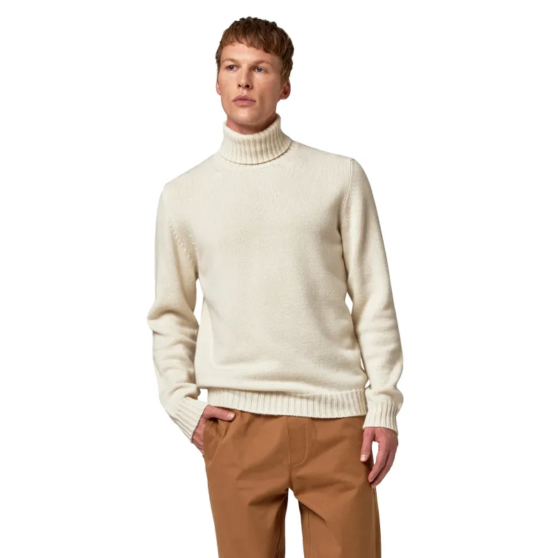 Alpha Studio Man Knit Cashmere Turtleneck White made by Siebentaschen