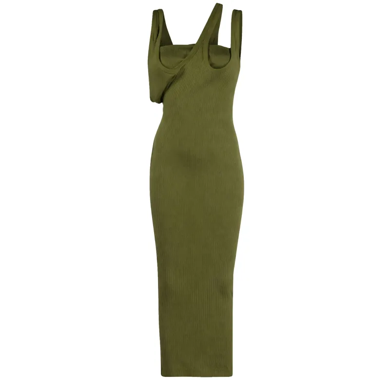 The Attico Woman Dress Asimmetrico Green made by The Attico