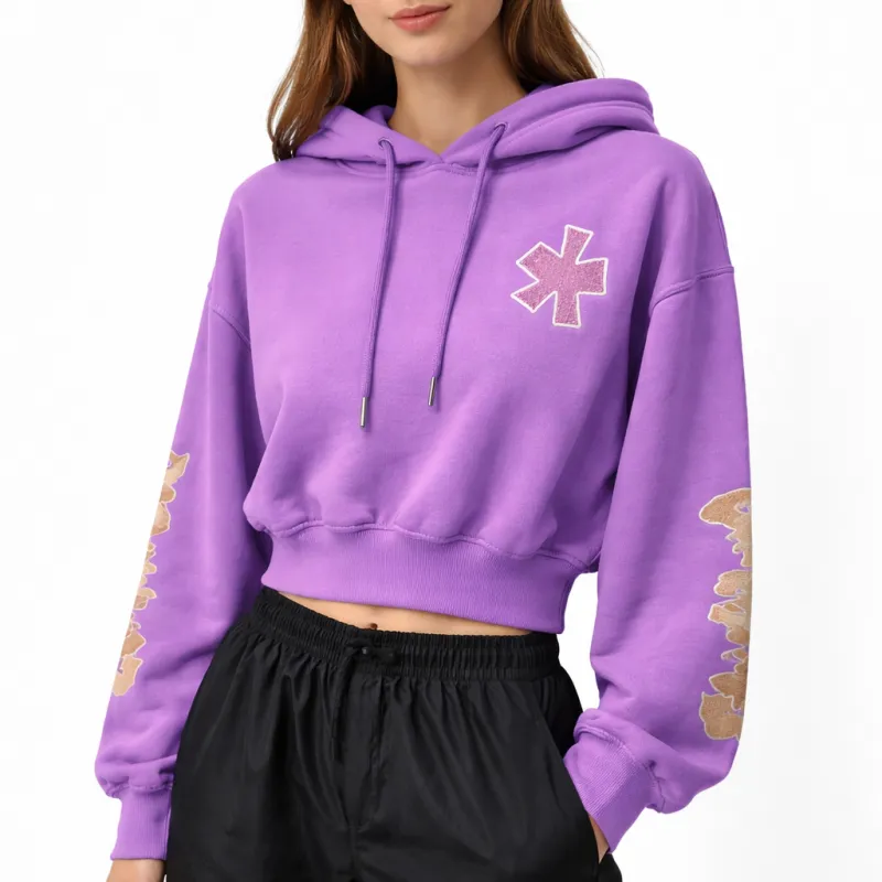 Comme Des Fuckdown Woman Sweatshirt Short Hooded Purple made by Siebentaschen