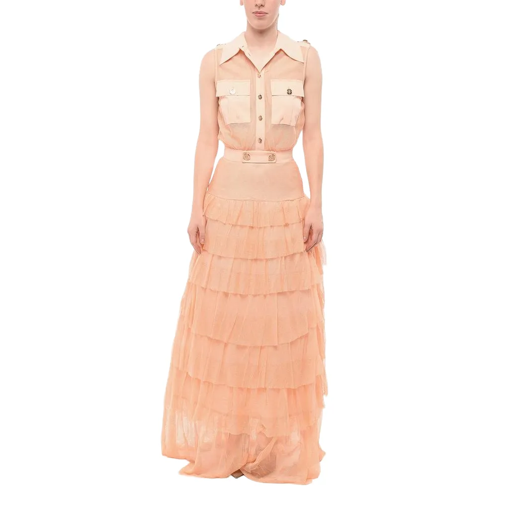 Elisabetta Franchi Woman Red CARPET Chemisier Balze Dress Pink sold by Siebentaschen