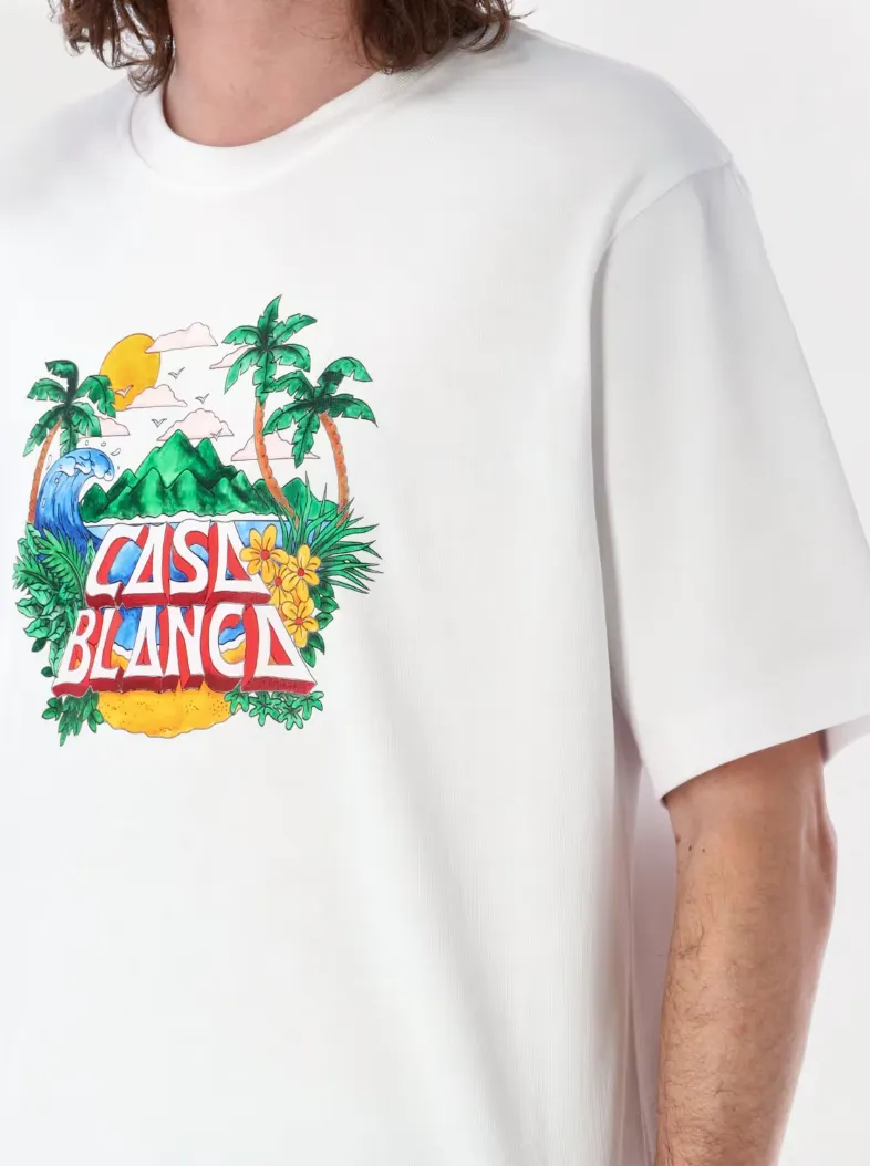 Casablanca Man Casa Beach Wave Printed T-Shirts Tops White sold by Siebentaschen product image thumbnail 3