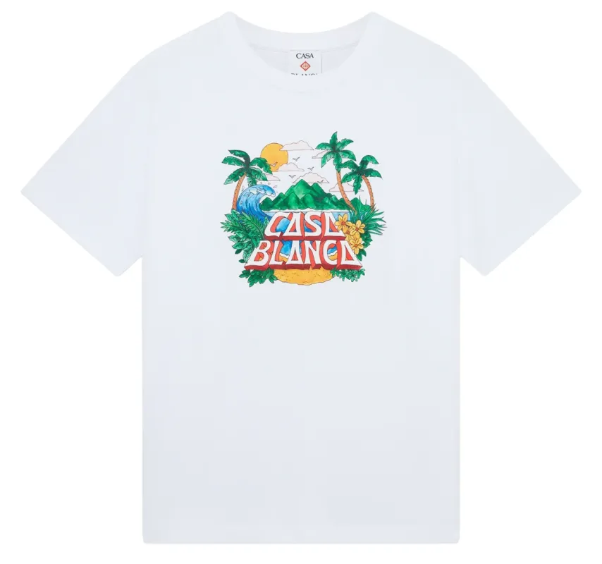 Casablanca Man Casa Beach Wave Printed T-Shirts Tops White made by Casablanca