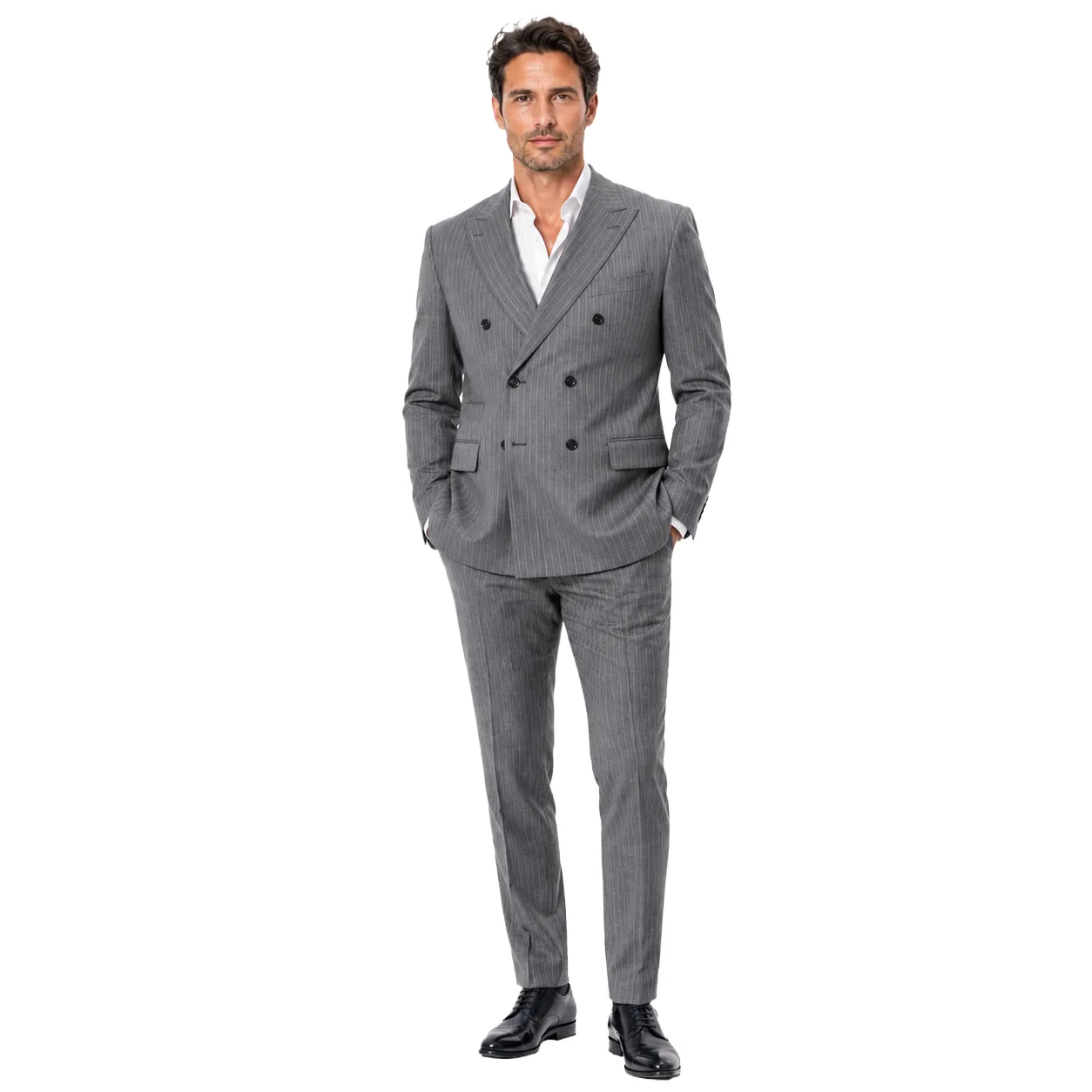 Dolce & Gabbana Man Three-Piece Suit Pinstripe Grey sold by Siebentaschen