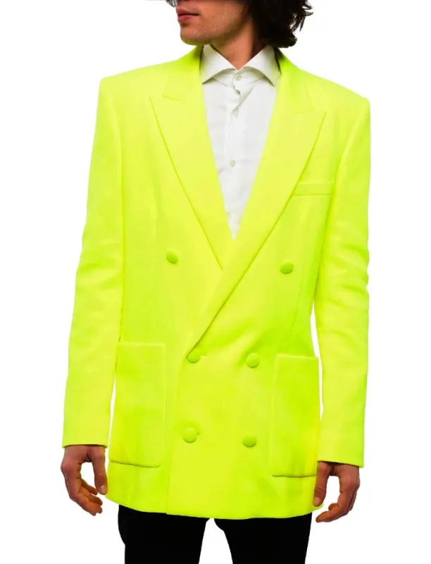 Balmain Man Blazer Double-Breasted Fluo Yellow made by Balmain