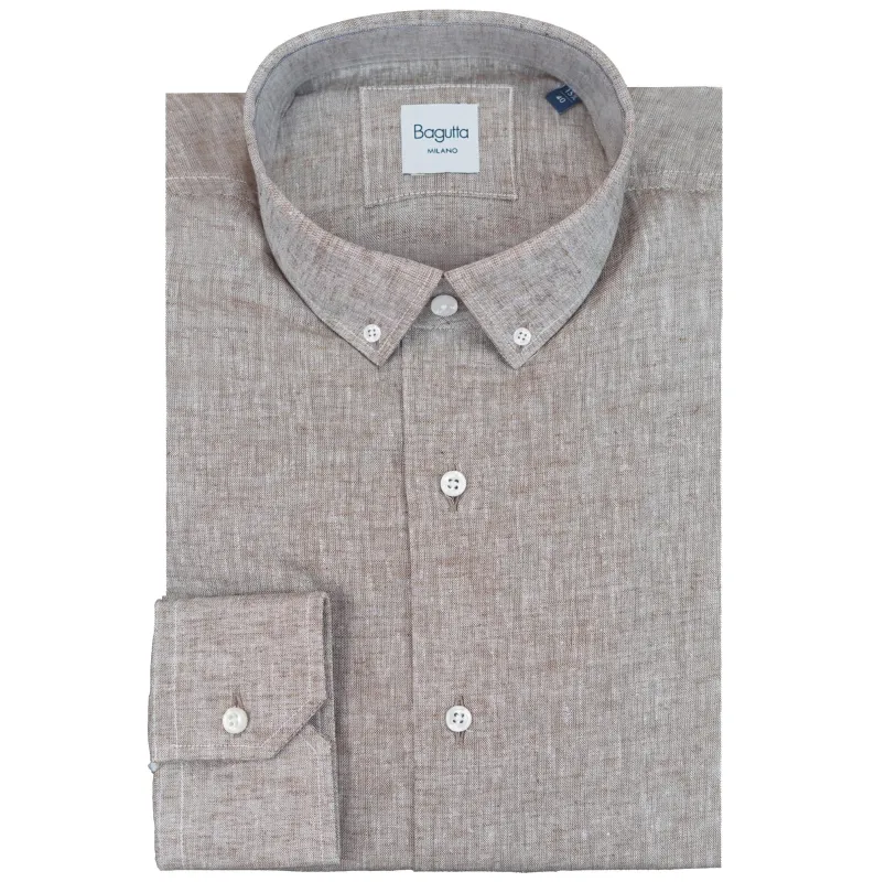 camicia button down beige made by Bagutta