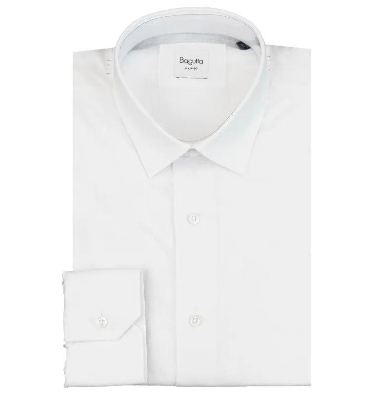 Bagutta Man Shirt Neck Gani White made by Bagutta
