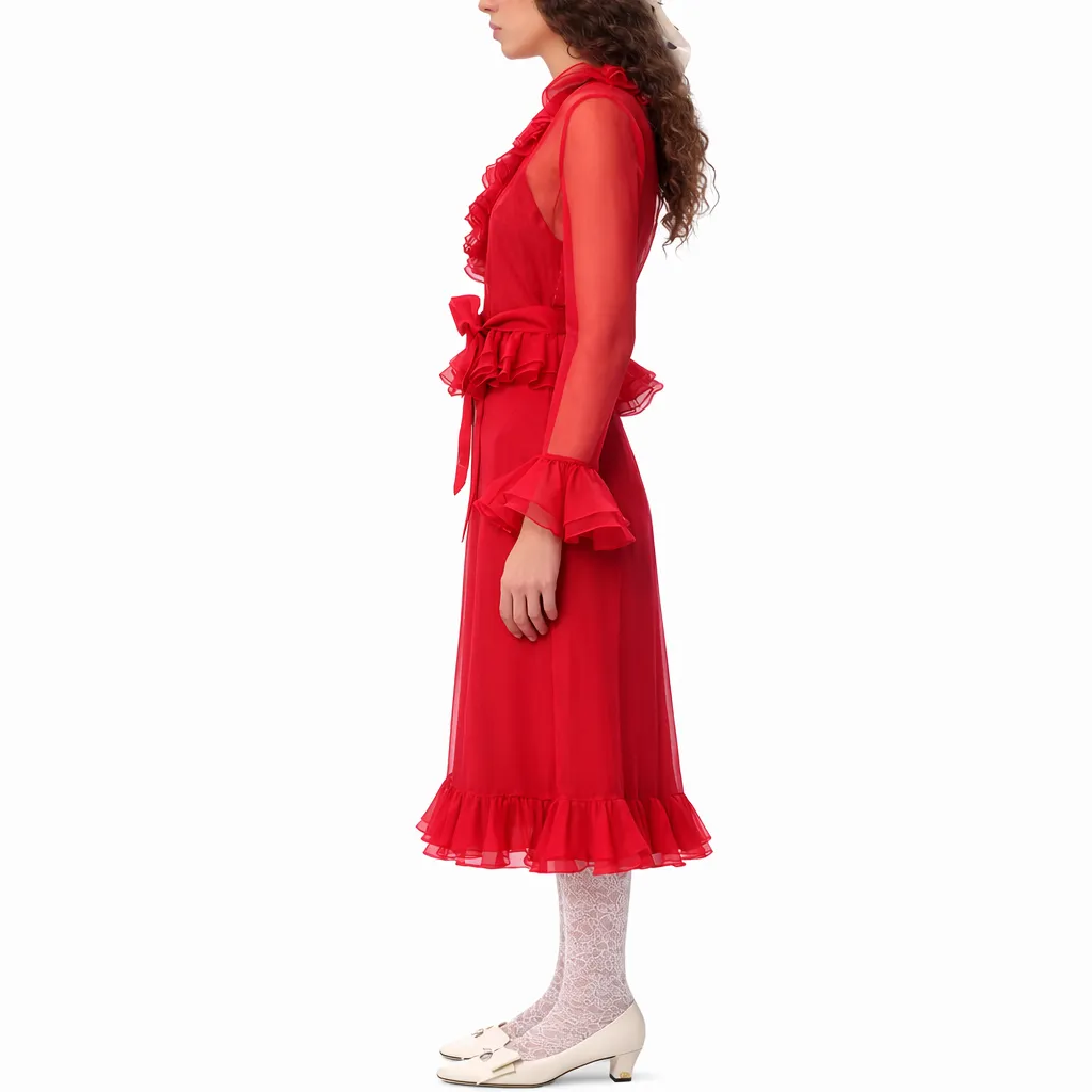 Valentino Garavani Woman Dress Silk Red sold by Siebentaschen product image thumbnail 3