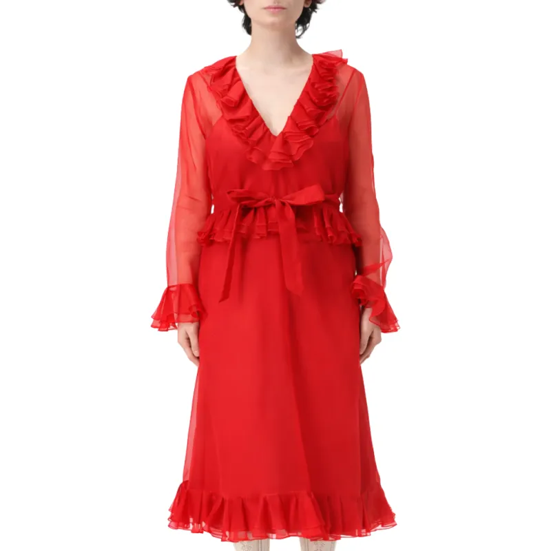 Valentino Garavani Woman Dress Silk Red made by Valentino Garavani