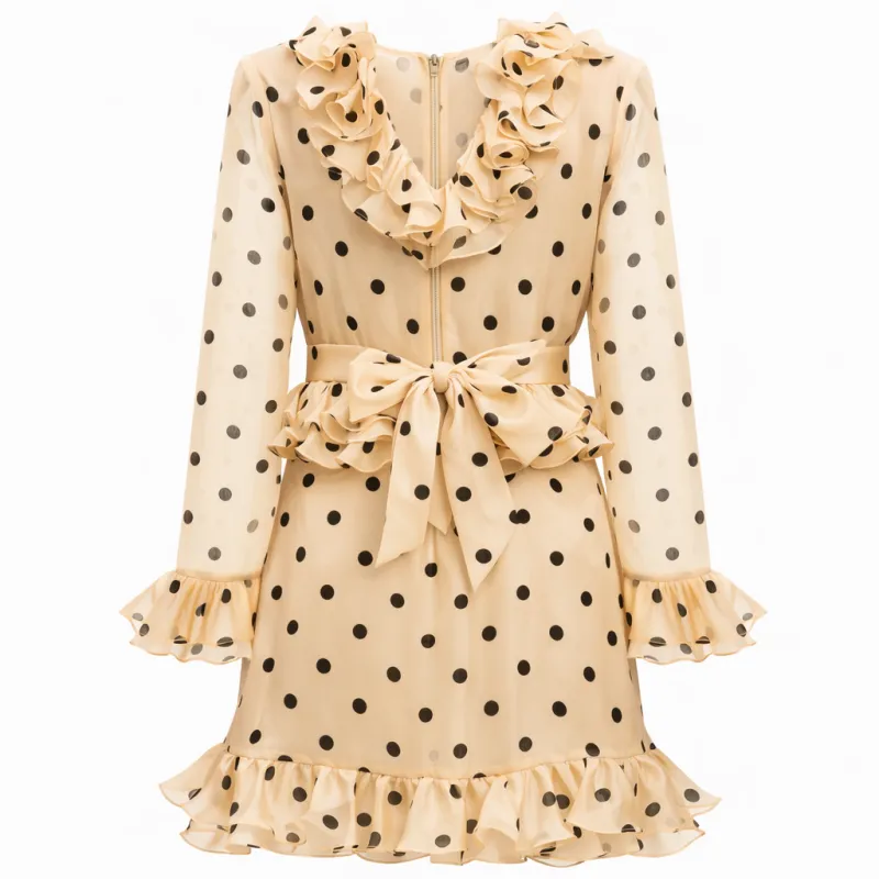 Valentino Garavani Woman Dress Silk Polka Dot Beige made by Valentino Garavani