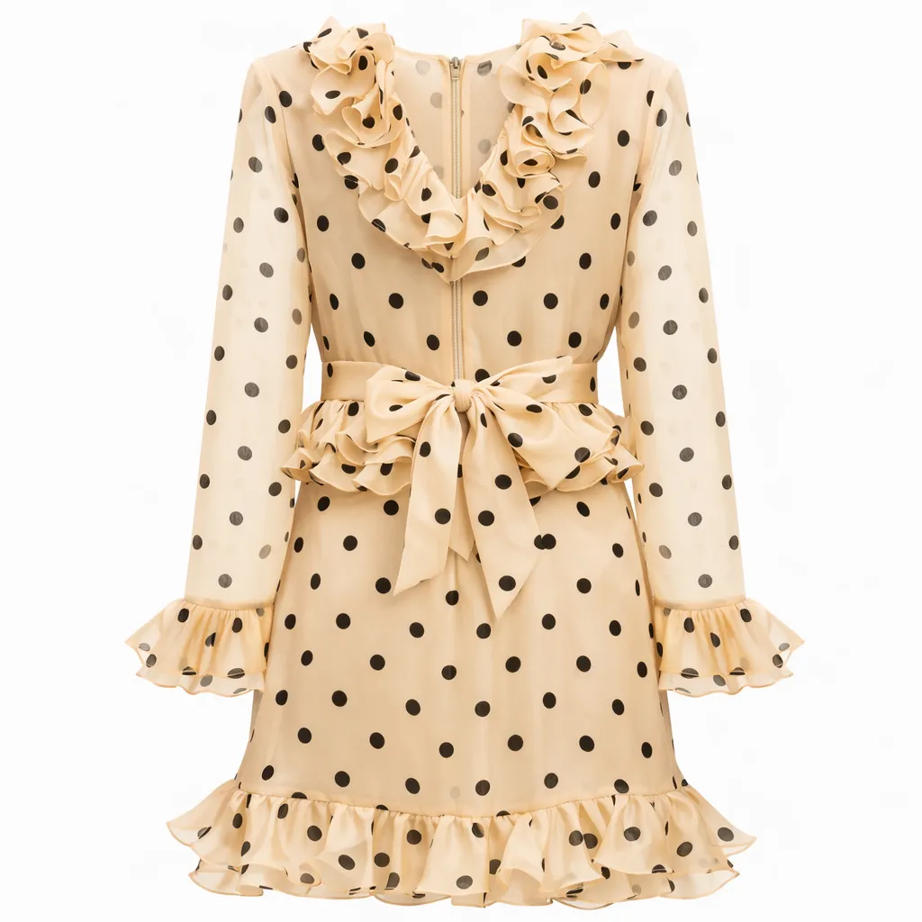 Valentino Garavani Woman Dress Silk Polka Dot Beige sold by Siebentaschen