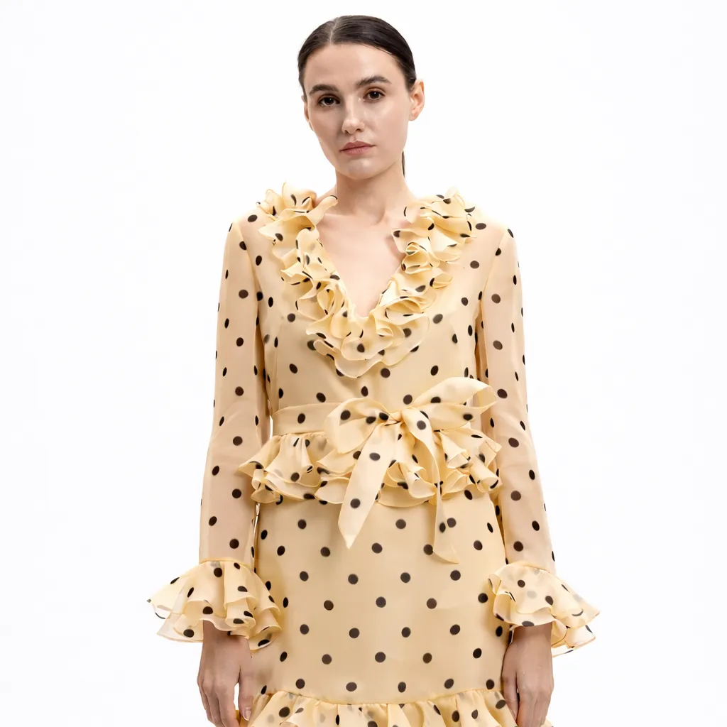 Valentino Garavani Woman Dress Silk Polka Dot Beige sold by Siebentaschen product image thumbnail 2