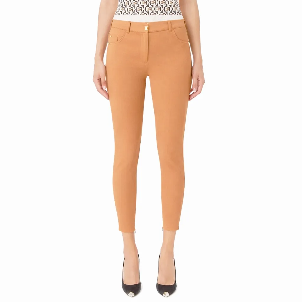 Elisabetta Franchi Woman Trousers Cappuccino Camel sold by Siebentaschen