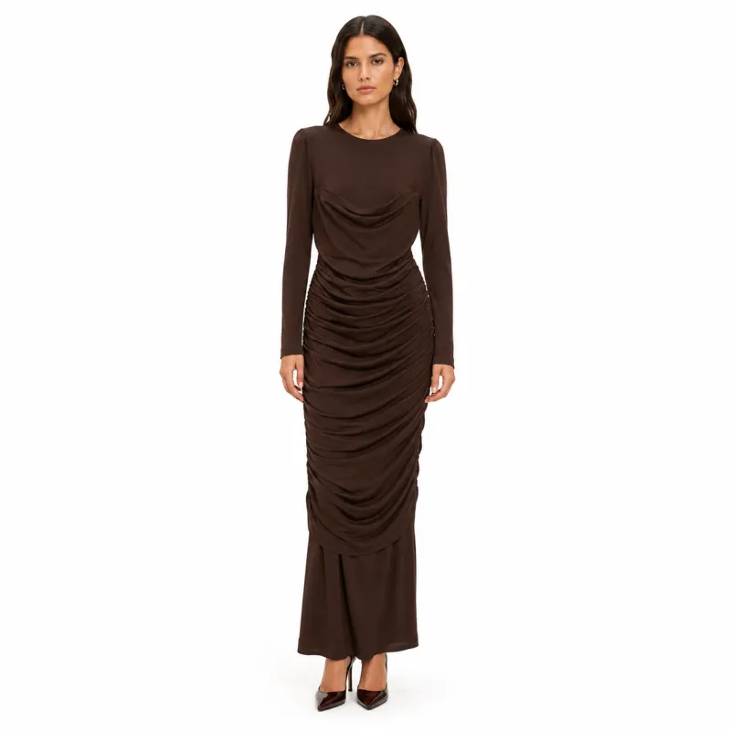 Dolce & Gabbana Woman Dress Long Arricciatura Brown made by Dolce & Gabanna