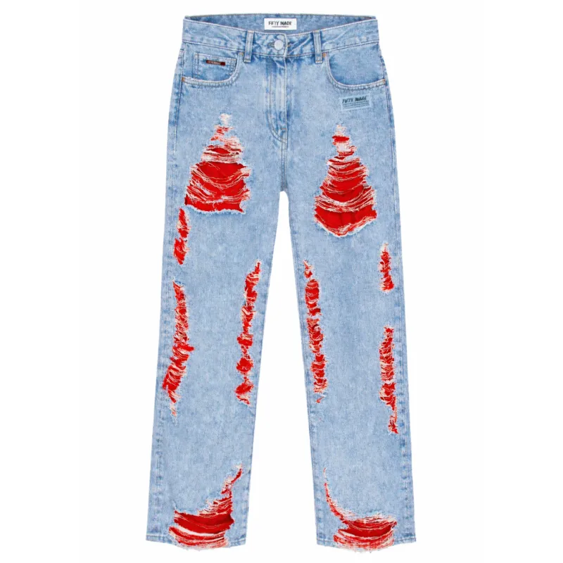 Fifty Made Woman Jeans Ripped Blue made by Siebentaschen