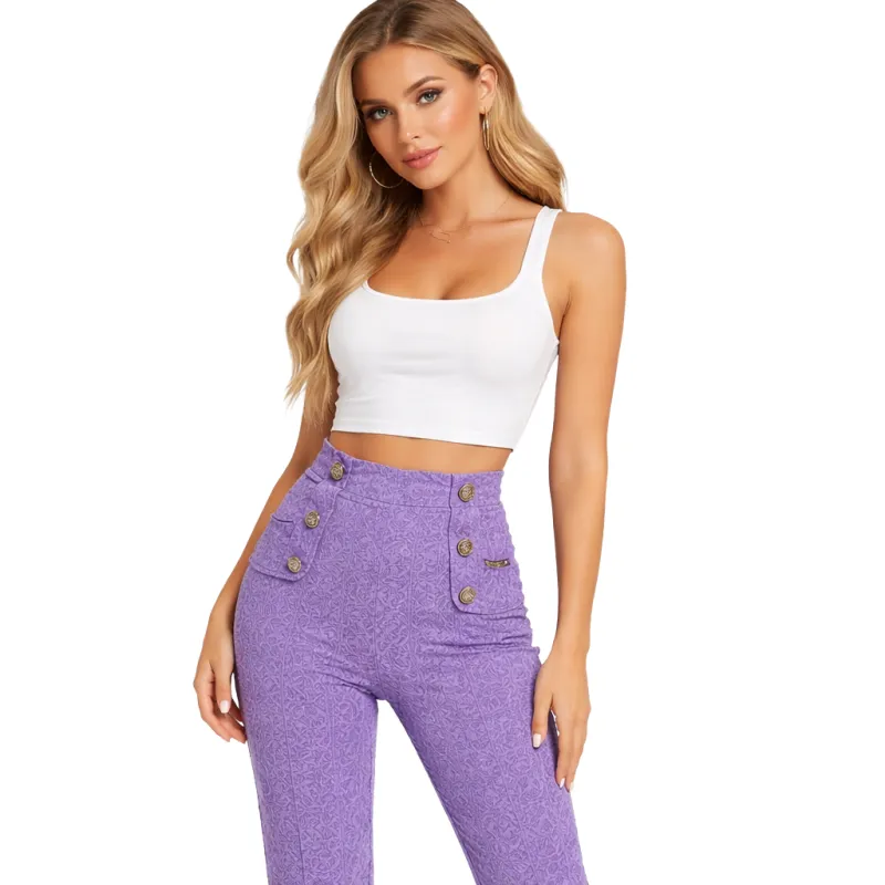 Elisabetta Franchi Woman Trousers Fitted Purple made by Elisabetta Franchi