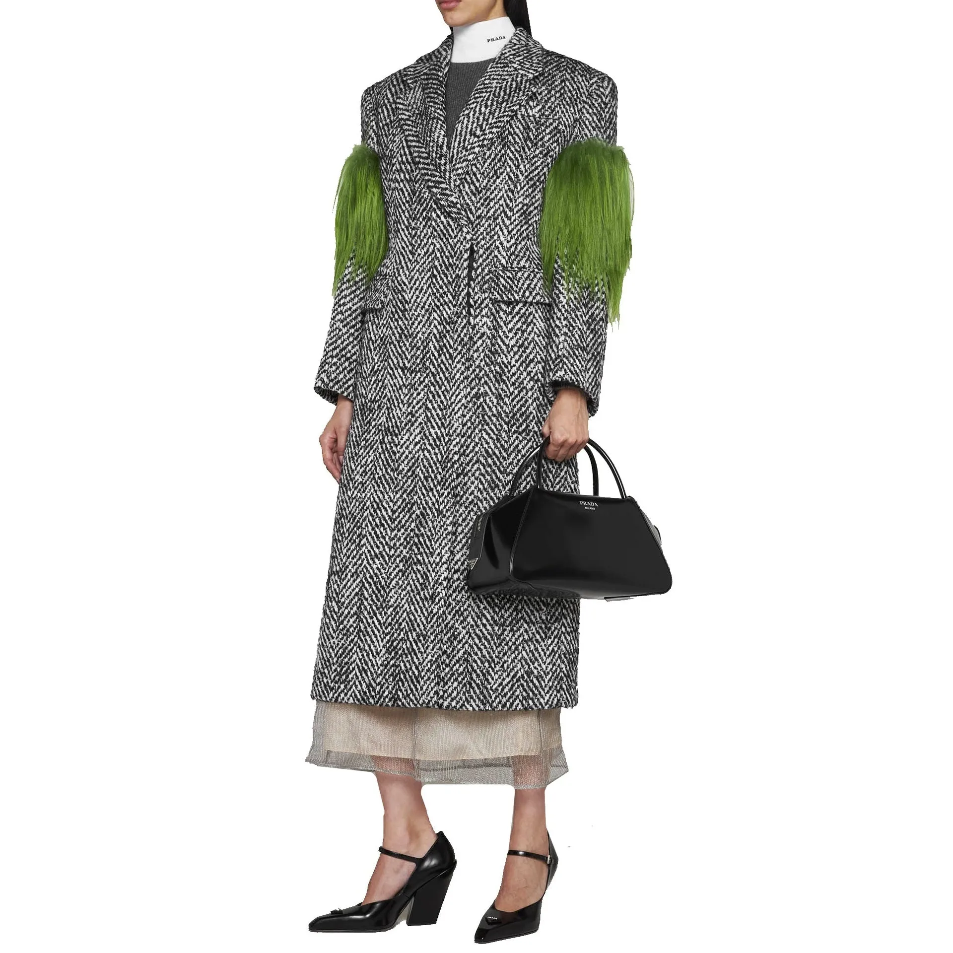 Prada Herringbone Wool Coat sold by Siebentaschen product image thumbnail 2