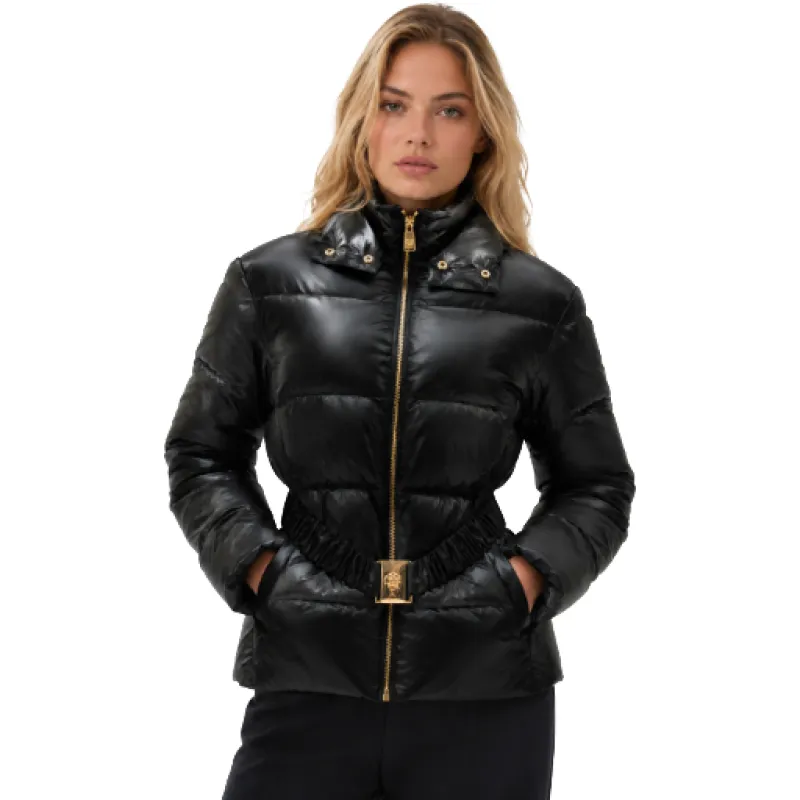 Versace Woman Down Jacket Quilted Belt Black made by Versace