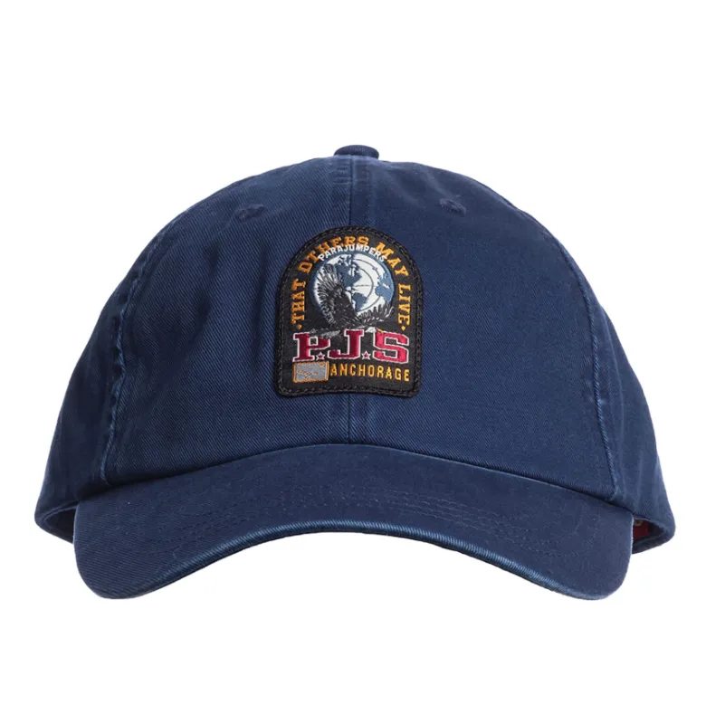 Parajumpers Man Cappellino Patch Caps Blue made by Parajumpers