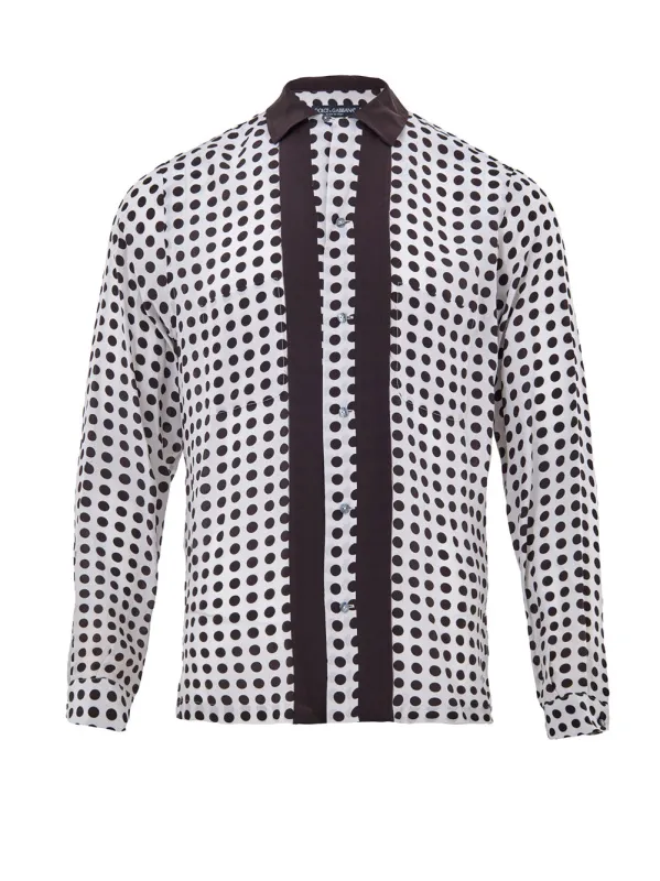 Dolce & Gabbana Black/White Polka Dot Silk Shirt made by Dolce & Gabanna