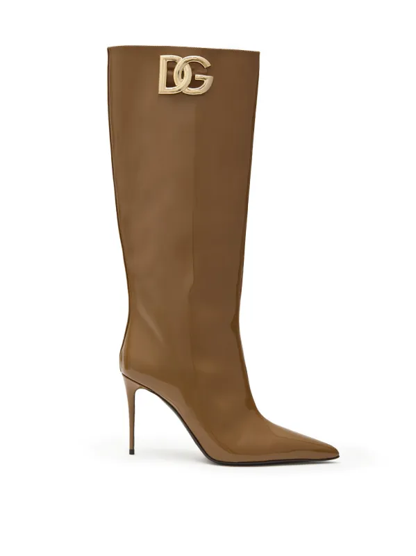 Dolce & Gabbana Brown Patent Leather High Boot made by Dolce & Gabanna