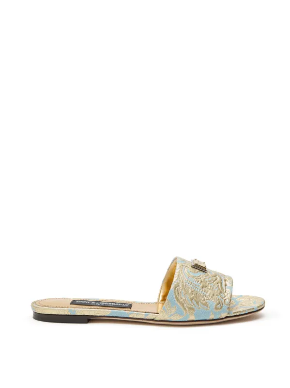 Dolce & Gabbana Gold Brocade Motif Slide made by Dolce & Gabanna