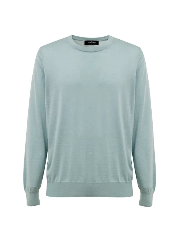 Light Blue Cashmere and Silk Crewneck Sweater Gran Sasso made by Gran Sasso