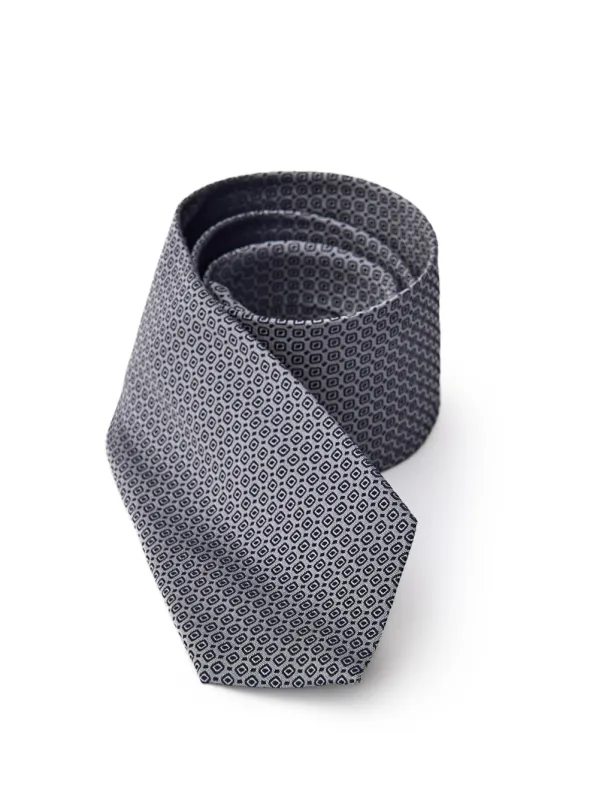 Jil Sander Grey Print Silk 7cm Tie made by Jil Sander
