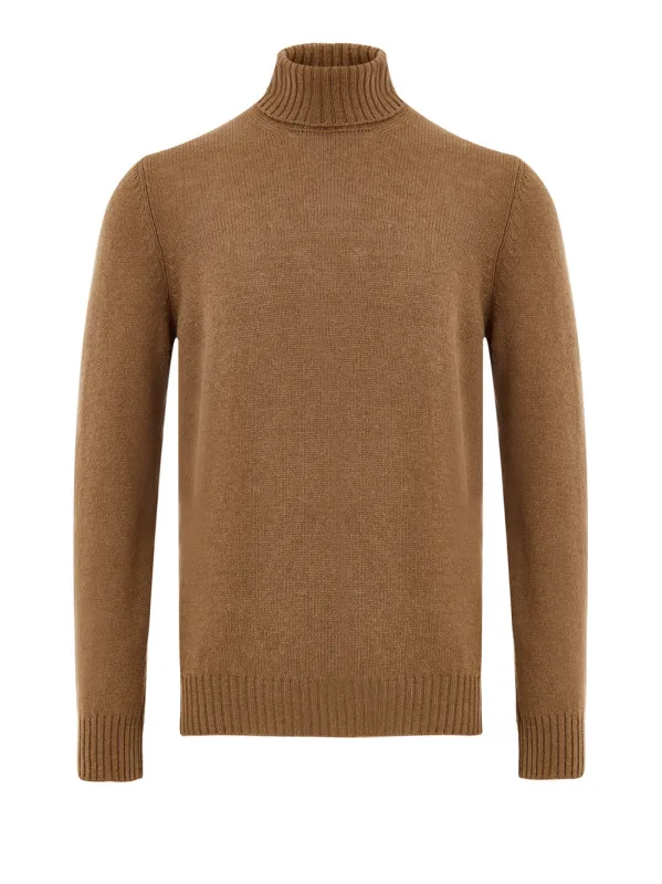 Brown Gran Sasso Wool Turtleneck Sweater made by Gran Sasso
