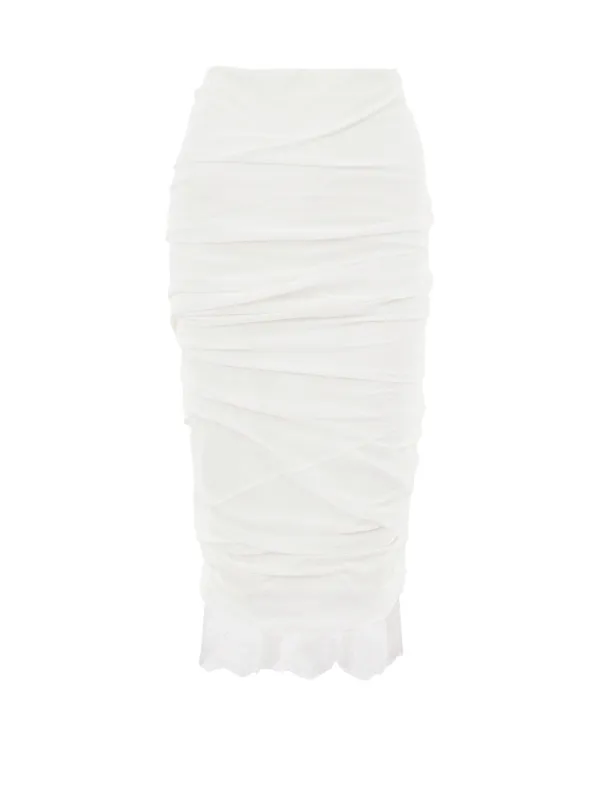 Tom Ford White Draped Skirt with Lace Detail made by Tom Ford