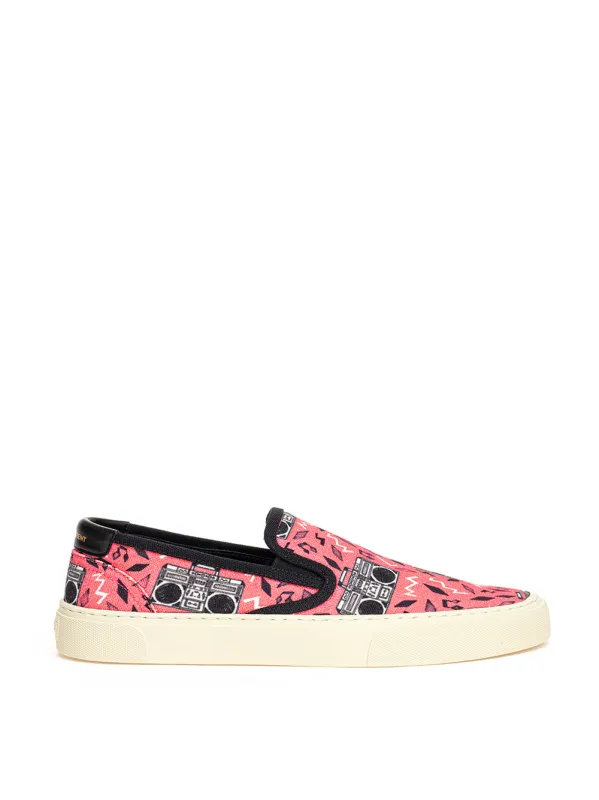 Pink Canvas Slip-On with Radio Print Saint Laurent made by Yves Saint Laurent