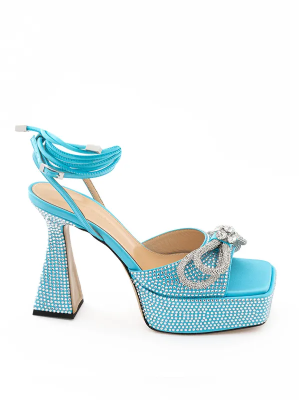 Mach & Mach Heeled Sandals Light Blue made by MACH & MACH