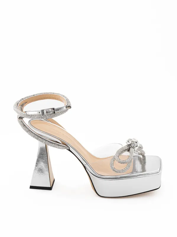 Mach & Mach Heeled Sandals Silver made by MACH & MACH