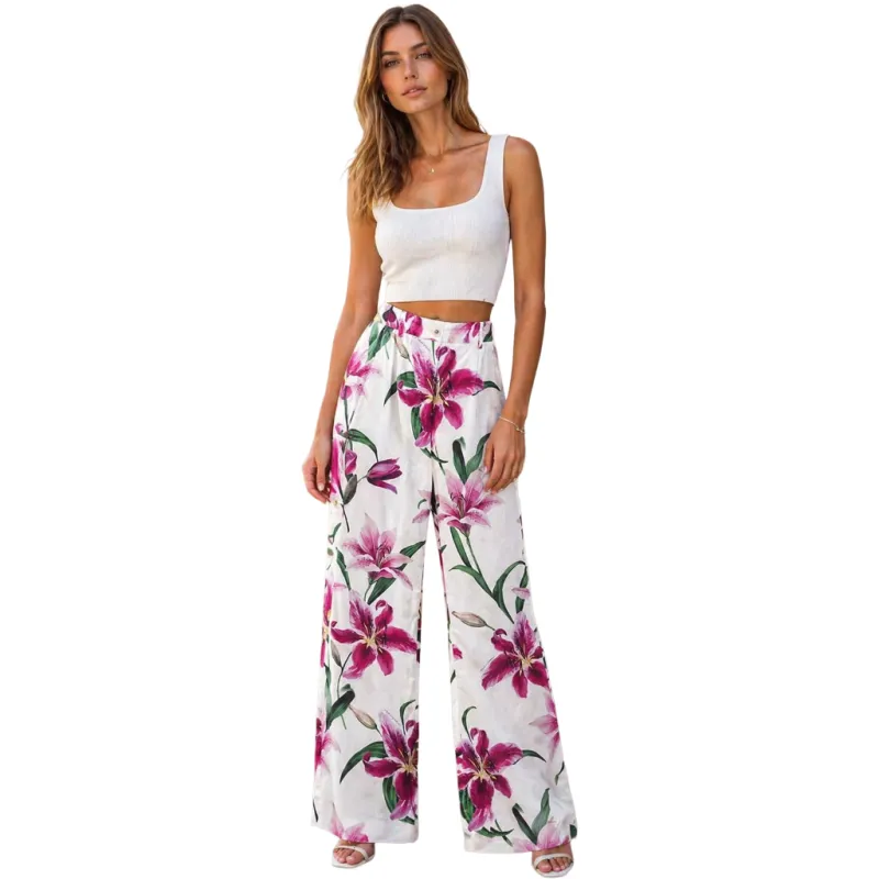 Dolce & Gabbana Woman Trousers Patterned Floral White made by Dolce & Gabanna