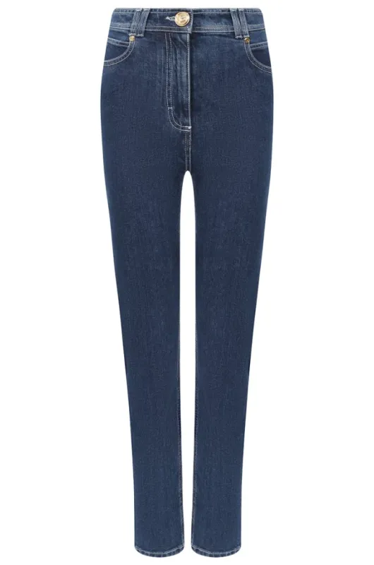 Balmain Woman Jeans high-waist Regular Blue made by Balmain