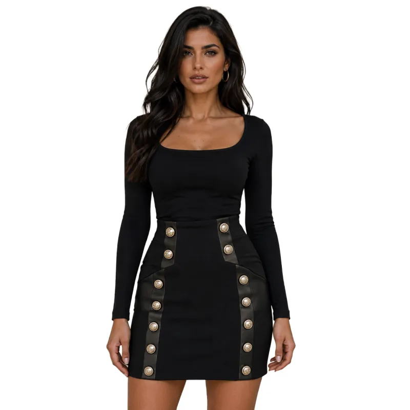 Balmain Woman Skirt Bottoni Black made by Balmain