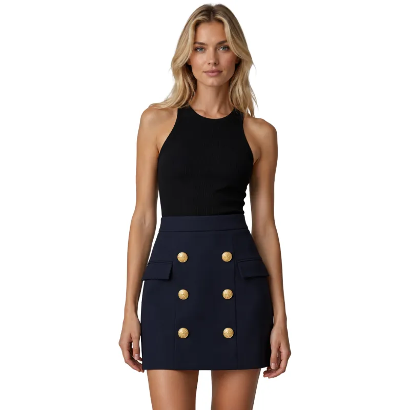 Balmain Woman Skirt Bottoni Blue made by Balmain