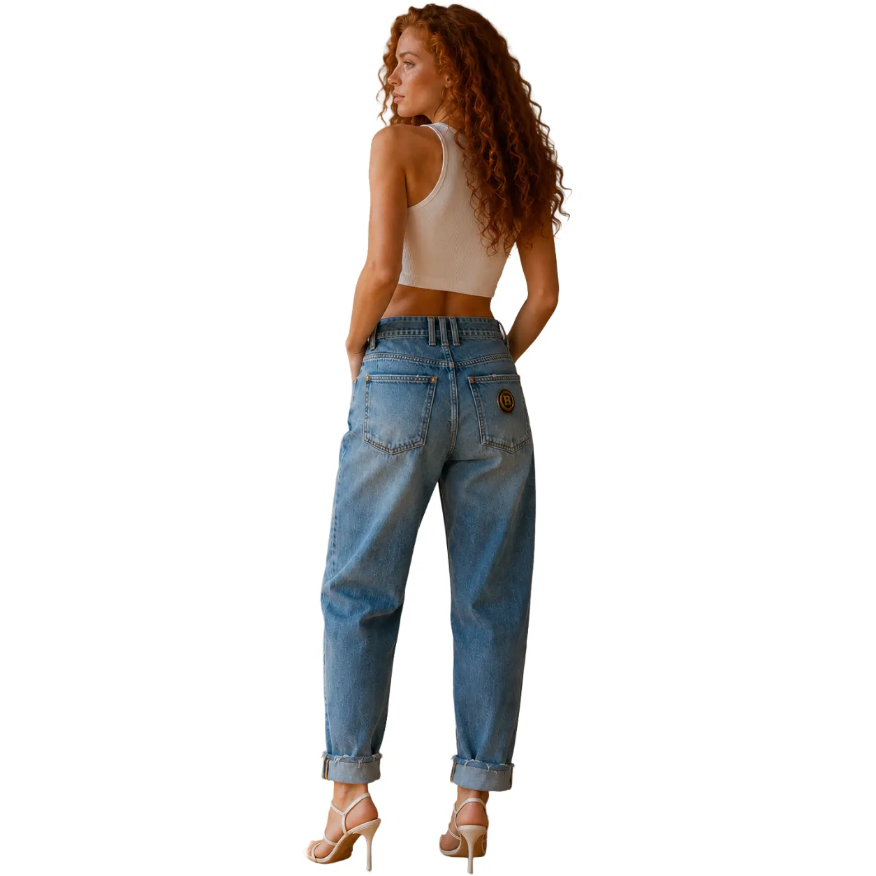 Balmain Woman Jeans Risvolto Blue sold by Siebentaschen product image thumbnail 2