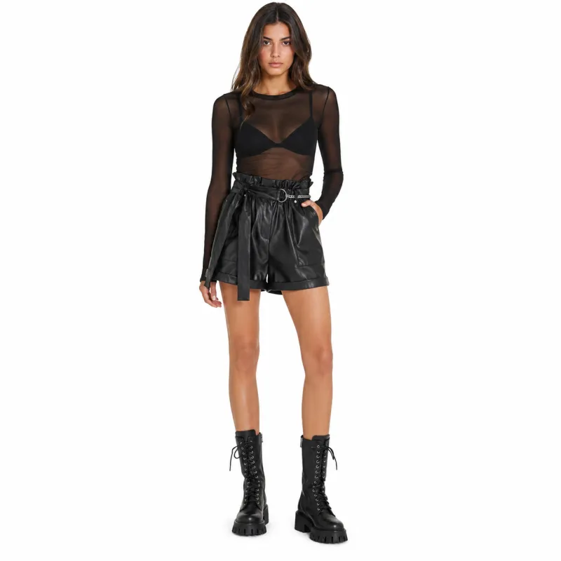 Patrizia Pepe Woman Shorts Leather Black made by Patrizia Pepe