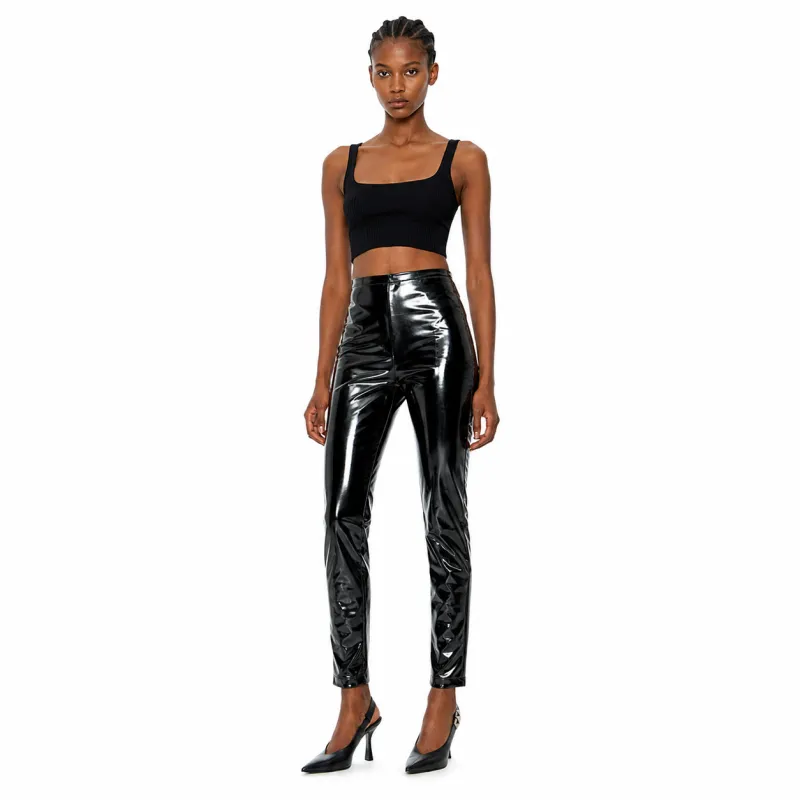 Patrizia Pepe Woman Trousers Long Glossy Black made by Patrizia Pepe