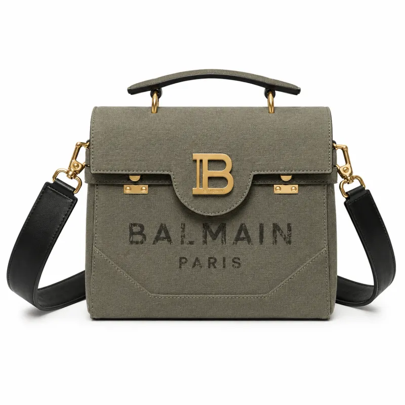 Balmain Woman b-buzz Handle Bag Green made by Balmain