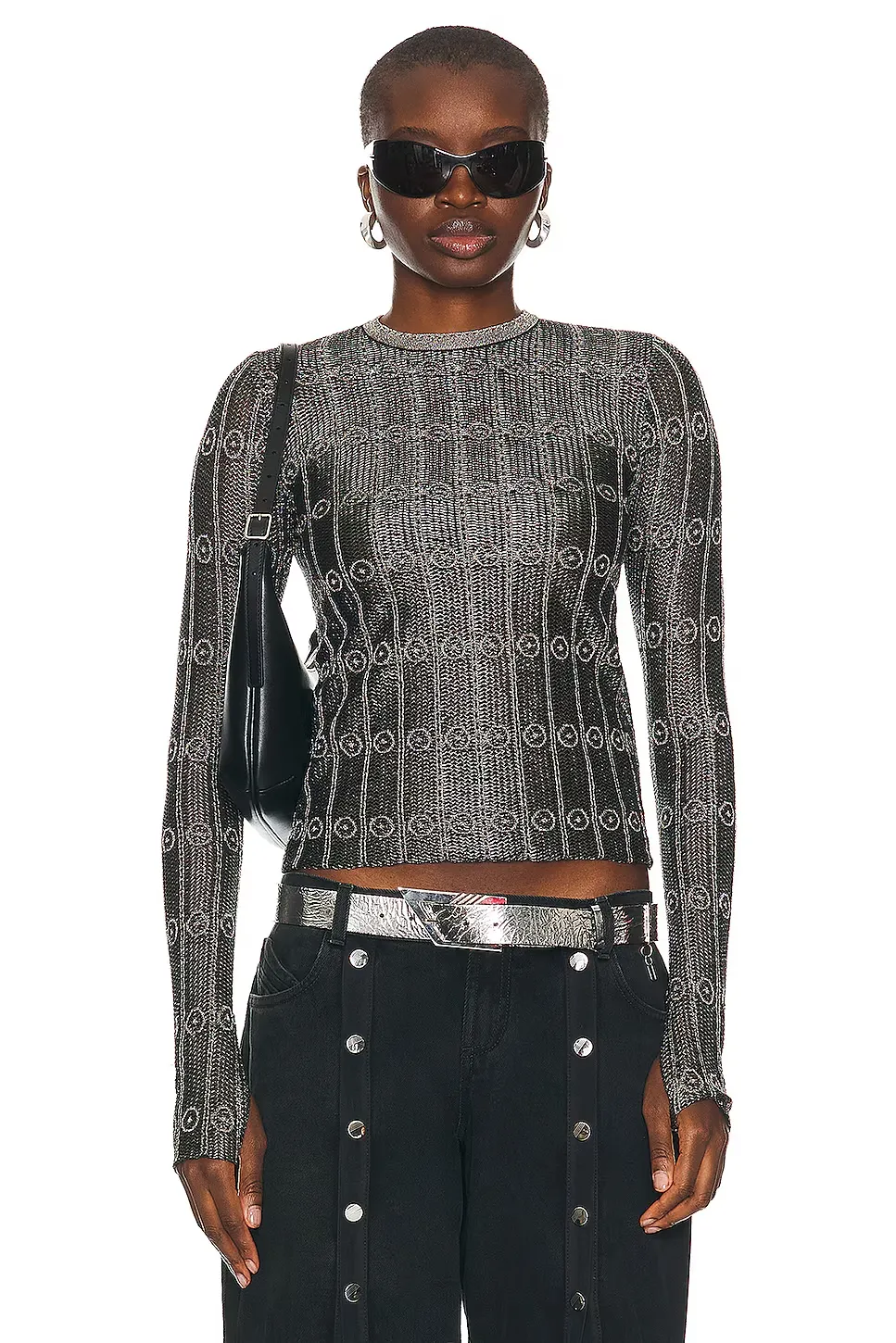 The Attico Woman Top -silver Black sold by Siebentaschen