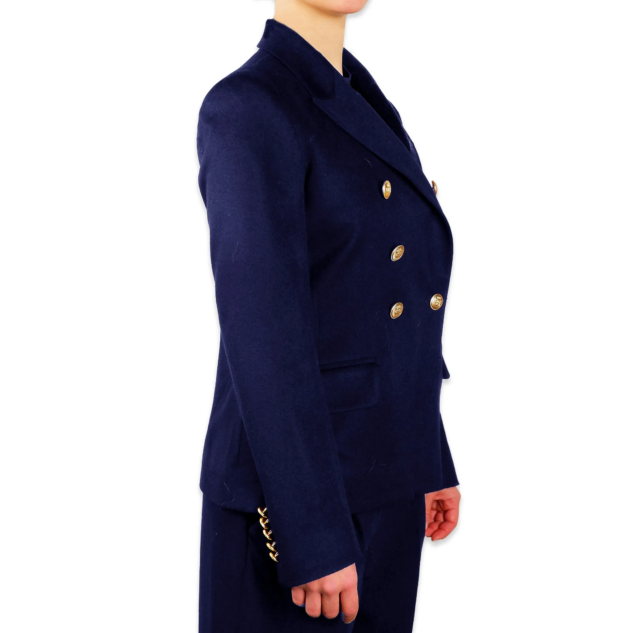Loro Piana Fabric Woman Jacket Double-Breasted Blue sold by Siebentaschen product image thumbnail 3