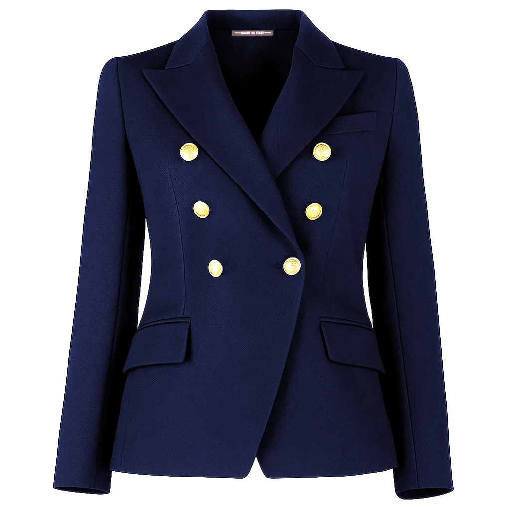Loro Piana Fabric Woman Jacket Double-Breasted Blue sold by Siebentaschen