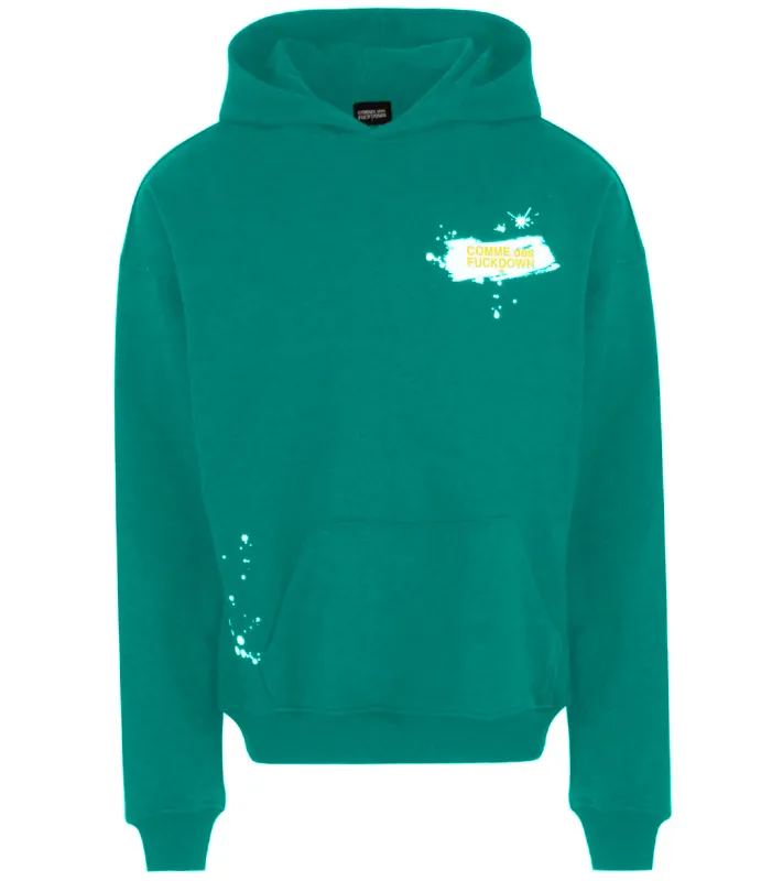 Comme Des Fuckdown Man Sweatshirt Hooded Print Green made by Siebentaschen