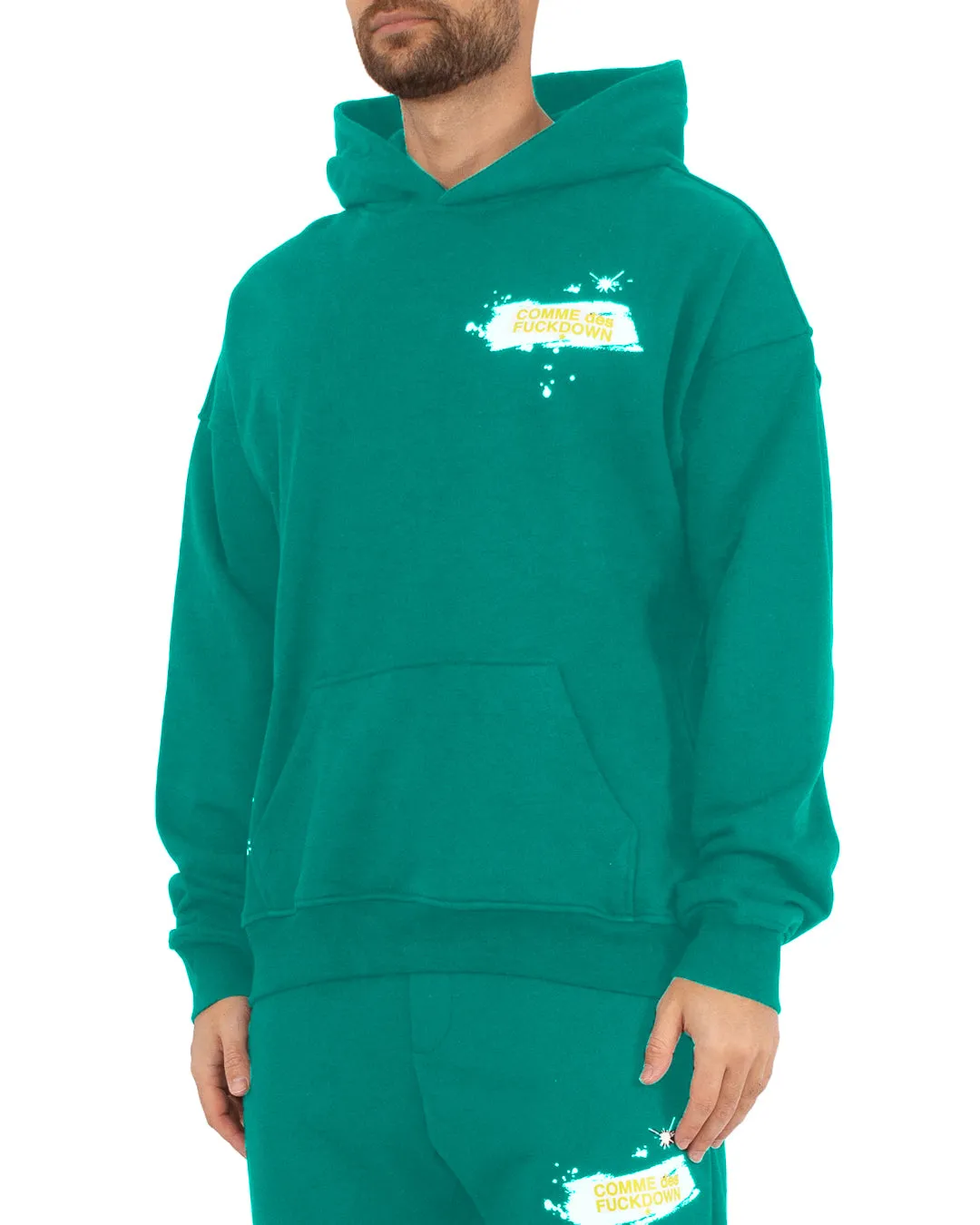 Comme Des Fuckdown Man Sweatshirt Hooded Print Green sold by Siebentaschen product image thumbnail 3