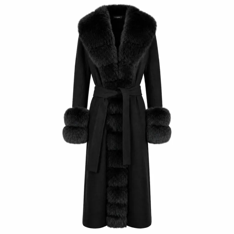Loro Piana Fabric Woman Coat Pelliccia Black made by Siebentaschen