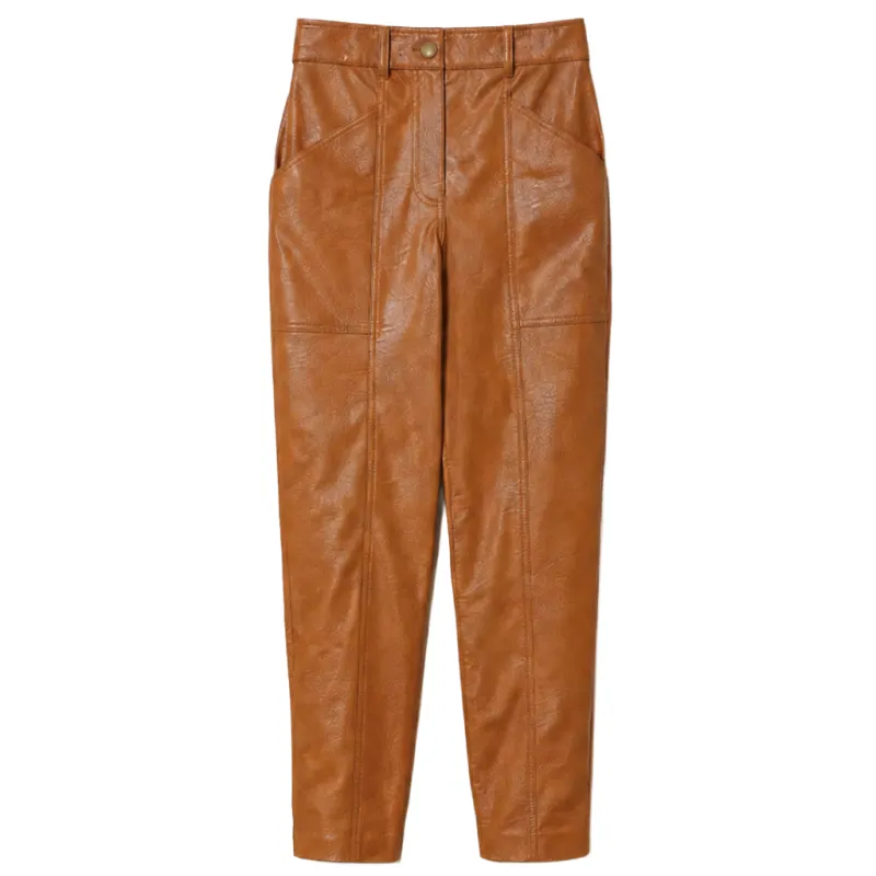 Twinset Woman Trousers Leather Brown made by Siebentaschen